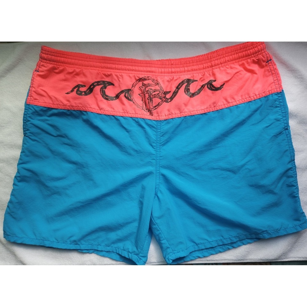 Vintage Fast Breakers 90's Mens Swim Trunks XL Color Block Retro Tribal USA Made